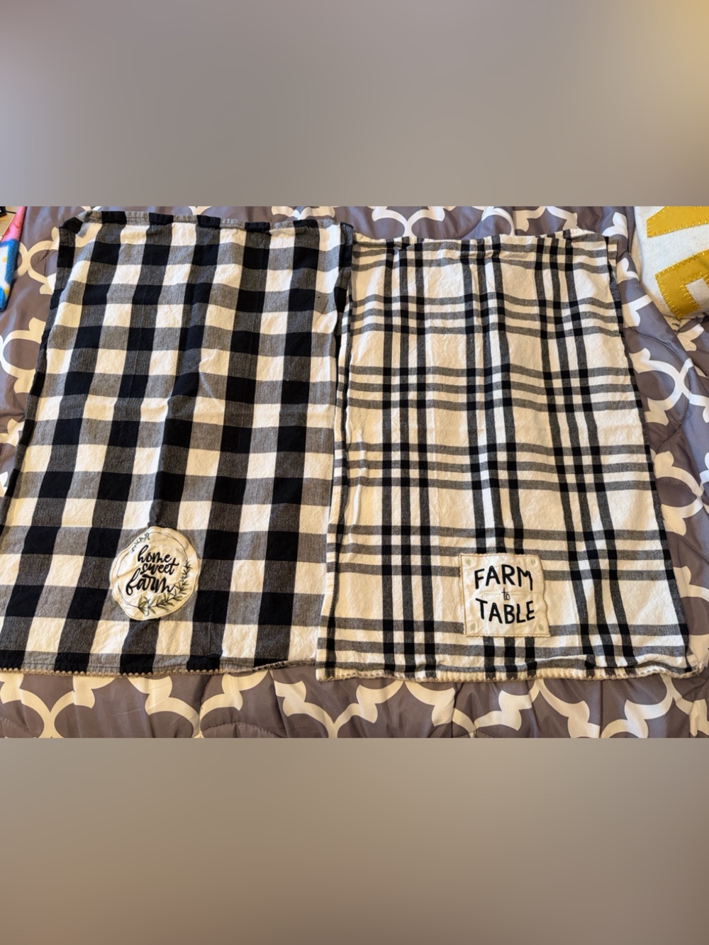 Monaco Black and White Plaid Farmhouse Kitchen Towel Set of 2